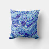 ブルー王室のとホワイトのスタイルアート クッション (裏面)