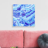 ブルー王室のとホワイトミンスタイル東洋人 キャンバスプリント (インサイチュ (リビング))