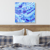 ブルー王室のとホワイトミンスタイル東洋人 キャンバスプリント (インサイチュ (寝室))