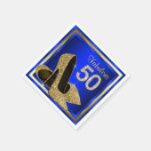 ブルー王室のと金ゴールドハイヒール50th誕生日パーティー スタンダードカクテルナプキン (角)