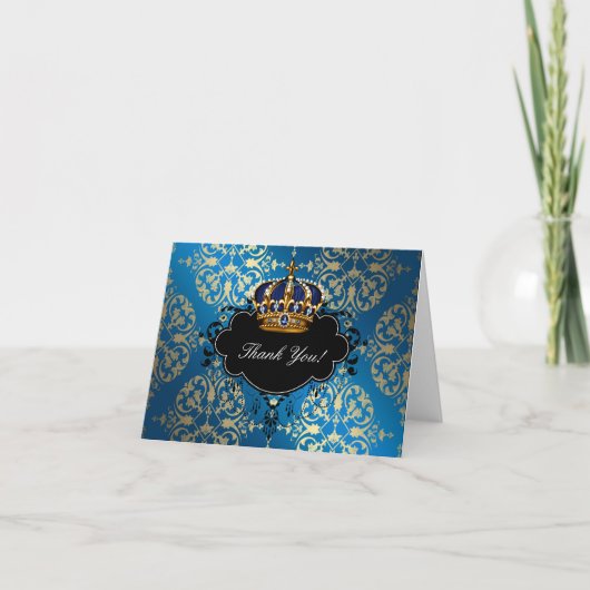 ブルー王室のと金ゴールドプリンスサンキュー サンキューカード (正面)