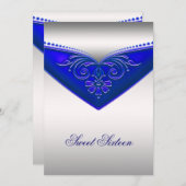 ブルー王室のアイボリーSweet sixteen誕生会 招待状 (正面/裏面)