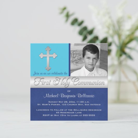 ブルー王室のアクア1st聖体撮影招待状 招待状 (スタンド正面)