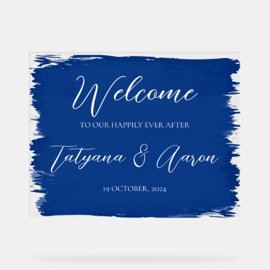 ブルー王室のアクリル系ウェルカムサインホルツ アクリルサイン (正面)