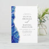 ブルー王室のアゲイト銀結婚のQRコード 招待状 (スタンド正面)