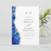 ブルー王室のアゲテシルバ結婚ーズモダン エレガント 招待状 (スタンド正面)