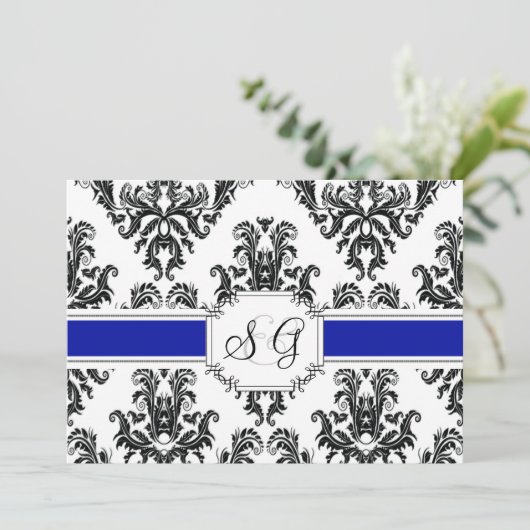 ブルー王室のアンティークエレガントウェディング招待状 招待状 (スタンド正面)