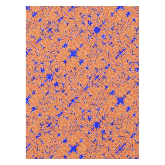 ブルー王室のアンドシトラスオレンジトロピカルアートデザイン テーブルクロス (正面)