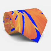 ブルー王室のアンドシトラスオレンジトロピカルアートデザイン ネクタイ (ロール)