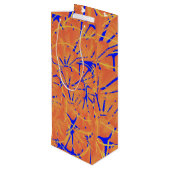 ブルー王室のアンドシトラスオレンジトロピカルアートデザイン ワインギフトバッグ (裏面アングル)