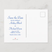 ブルー王室のイエローダマスクサンフラワー日付を保存 案内ポストカード (裏面)