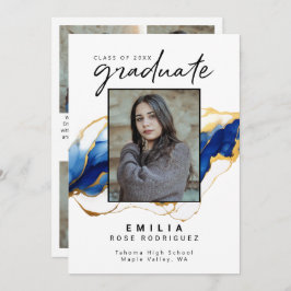 ブルー王室のイエロー金ゴールドグラエレガントード 案内状