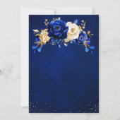 ブルー王室のイエロー金ゴールドフローラブライダルシャワーインビタ 招待状 (裏面)