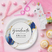 ブルー王室のイエロー金ゴールドミニマリスト卒業 ペーパープレート (パーティー)