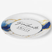 ブルー王室のイエロー金ゴールドミニマリスト卒業 ペーパープレート (アングル)