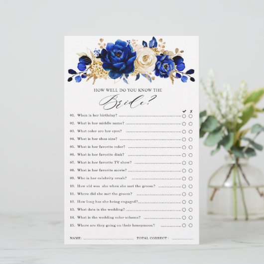 ブルー王室のイエロー金ゴールドメタリックブライダルシャワーゲーム (スタンド正面)