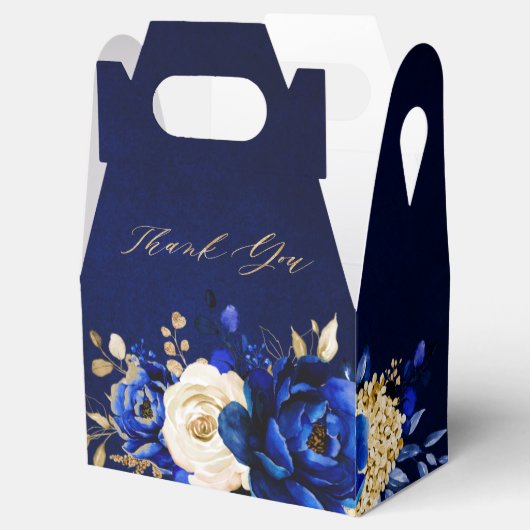 ブルー王室のイエロー金ゴールドメタリックブライダルシャワーファボ フェイバーボックス (オープン)