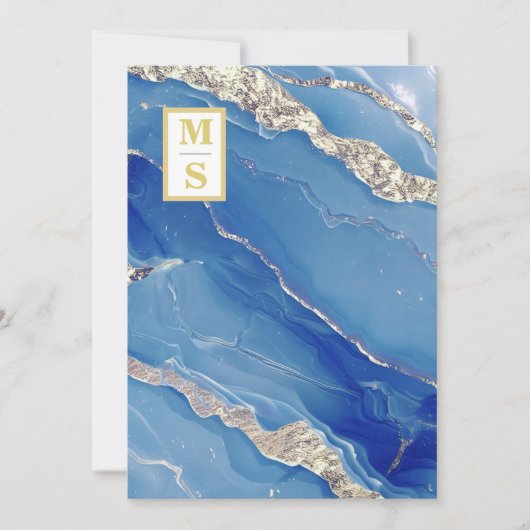 *~ブルー王室のイニシャルアゲートQR AR66 RSVP結婚's 招待状 (正面)