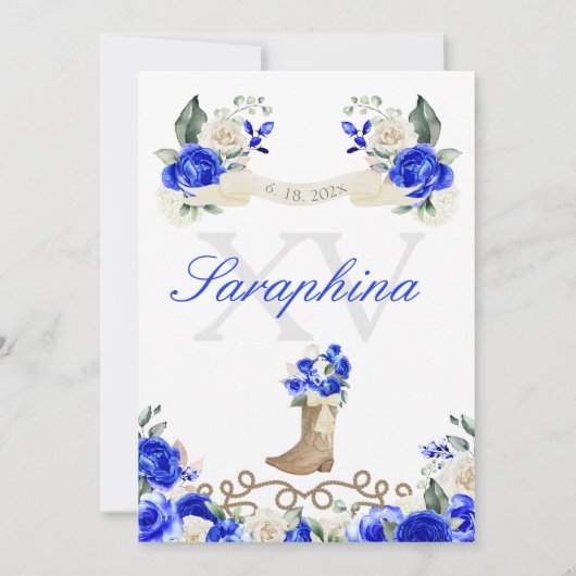 ブルー王室のウエスタンソンブレロマリアチキンセアニラ 招待状 (裏面)