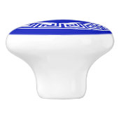 ブルー王室のウエットギリシャ鍵ランフレームイニシャルモノグラム セラミックノブ (側面)