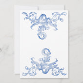 ブルー王室のウォーターカラーフローリッシュ婚約パーティ 招待状 (裏面)
