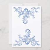 ブルー王室のウォーターカラーフローリッシュ婚約パーティ 招待状 (裏面)