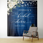 ブルー王室のウッドホワイトローズブライダルシャワー背景 タペストリー (インサイチュ)