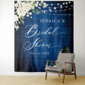 ブルー王室のウッドホワイトローズブライダルシャワー背景 タペストリー (インサイチュ)
