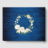 ブルー王室のウッドホワイトローズ結婚フローラ素朴ズ ゲストブック (裏面)