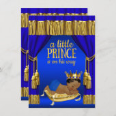 ブルー王室のエスニックプリンスベビーシャワー招待状 招待状 (正面/裏面)