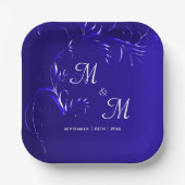 ブルー王室のエレガンス結婚ズ ペーパープレート (正面)