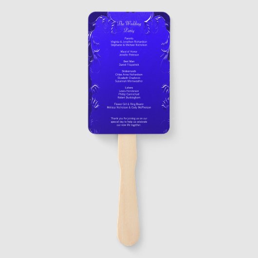 ブルー王室のエレガンス結婚式 プログラム ハンドファン (裏面)