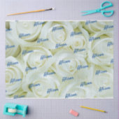 ブルー王室のカスタマイズ文字オンホワイトローズフローラ 薄葉紙 (クラフト)