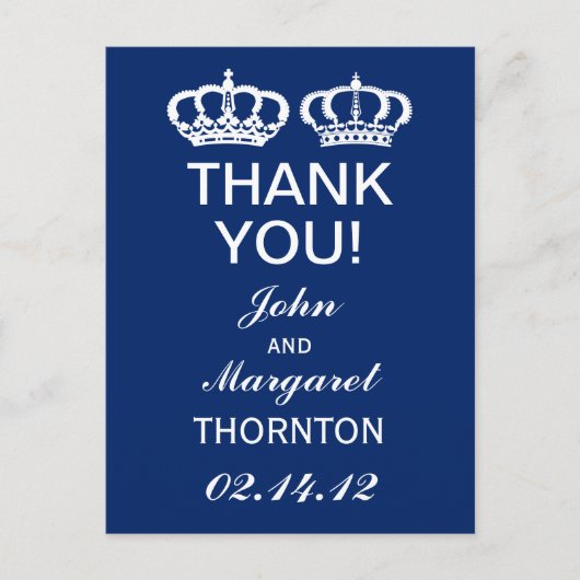 ブルー王室のカップルありがとう ポストカード (正面)