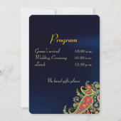 ブルー王室のガネーシュフローラペイズリーヒンドゥー結婚ズ 招待状 (裏面)