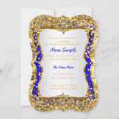 ブルー王室のキンセアニェラマジカルティアラ金ゴールド 招待状 (裏面)