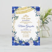 ブルー王室のキンセアニェラメキシコガール15誕生日 招待状 (スタンド正面)