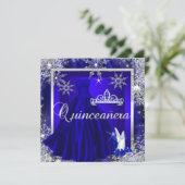 ブルー王室のキンセアニェラ15thエリートエレガント誕生日 招待状 (スタンド正面)