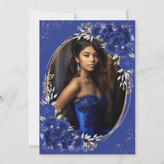 ブルー王室のキンセアニラ花蝶の写真 招待状 (裏面)