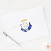 ブルー王室のクインセアニラお願いギフトラベル ラウンドシール (封筒)