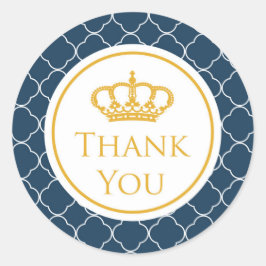 ブルー王室のクラウンサンキューステッカー ラウンドシール