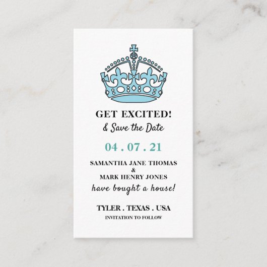 ブルー王室のクラウン、興奮して日付を保存 エンクロージャーカード (正面)