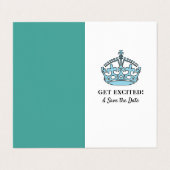 ブルー王室のクラウン、興奮し、日付カードを保存 名刺 (外部フラット)