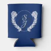 ブルー王室のクラシックモノグラム 缶クーラー (正面)