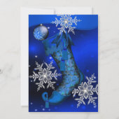 ブルー王室のクリスタルスノーフレーククリスマスパーティー 招待状 (裏面)