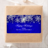 ブルー王室のクリスタルパールスノーフレークハッピーホリデーズ ラベル (インサイチュ)