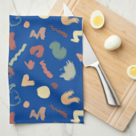 ブルー王室のクリームグリーンピーチシェイプ キッチンタオル