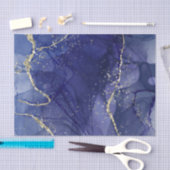 ブルー王室のグリッターひび割れ大理石 薄葉紙 (クラフト)