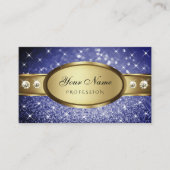 ブルー王室のグリッタースターズダイアモンズシメリー金ゴールド 名刺 (正面)