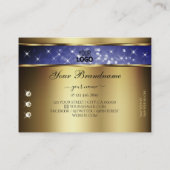 ブルー王室のグリッタースターズダイヤモンドとロゴ金ゴールド 名刺 (裏面)